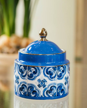 Dolce&Gabbana Порцелянова цукорниця з принтом Blu Mediterraneo TC0101TCA88