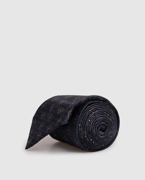 Brunello Cucinelli Синий галстук из шелка в узор MI8850018