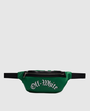 Off-White Зеленая поясная сумка с принтом логотипа OMNO040S24FAB001