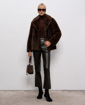 Max Mara Коричневое двубортное пальто LAURA LAURA