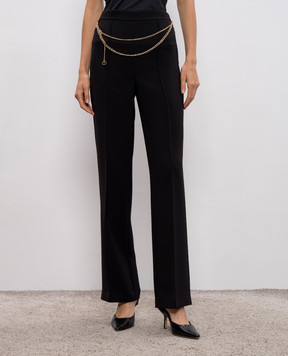 Twinset Чорні штани кльош з ланцюжком 252TP2281