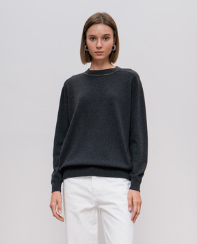 Brunello Cucinelli Серый джемпер из кашемира с цепочкой мониль M12167900P