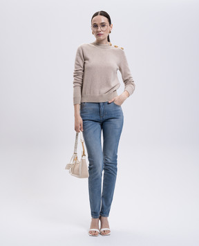 Balmain Бежевий светр з вовни та кашеміру FF1KD095KI87