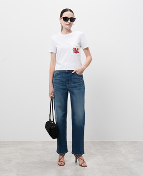 Max Mara Белая футболка NUNZIO с монограммой логотипа NUNZIO