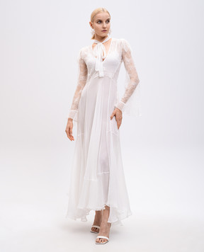 Twinset Біла сукня Giglio із шовку з мереживом 251TS2091