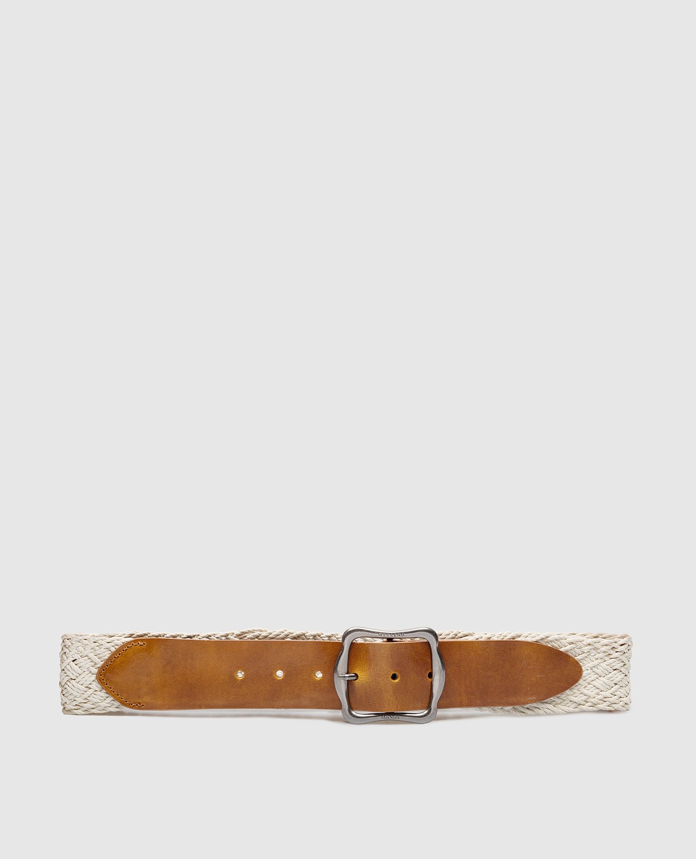 MASSIMO beige woven belt with logo engraving