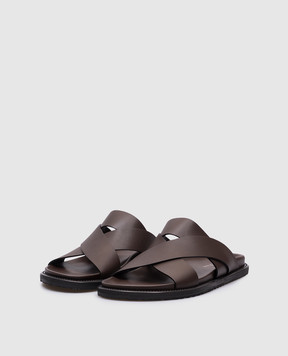 Stuart Weitzman Коричневі шкіряні шльопанці Berkley SK545