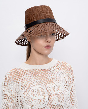 Max Mara Weekend Коричневая ажурная шляпа ELISEO из рафии ELISEO