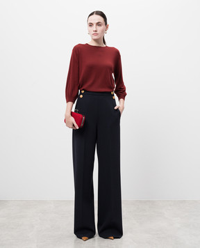 Max Mara Сині штани POLONIA з вовни з акцентними брендованими ґудзиками POLONIA