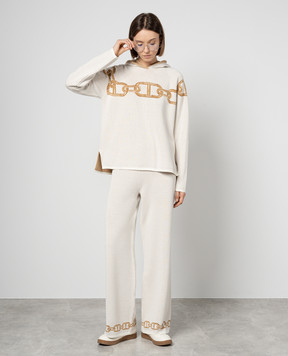 Twinset Білі штани з люрексом з логотипом 241TP3521