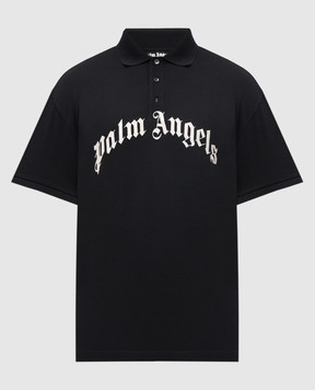 Palm Angels Чорне поло з вишивкою логотипа PMGB012S25FAB003