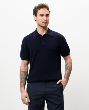 Canali Синее поло в узор MK02267C1068