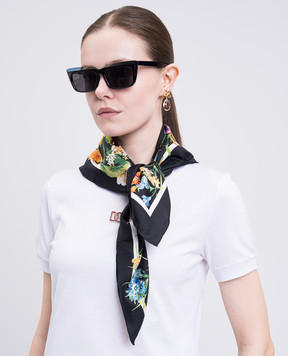 Dolce&Gabbana Черный платок из шелка в принт FN092RGDC7B