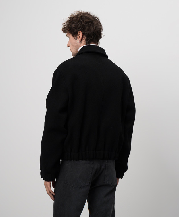 Ami Paris Черная куртка из шерсти с нашивкой логотипа HJK033WV0049 изображение 4