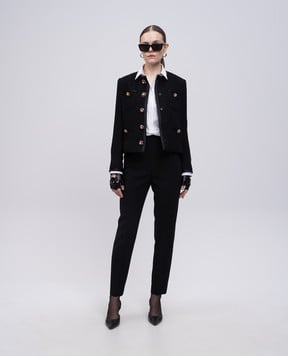 Dolce&Gabbana Чорний твідовий жакет з вовни та шовку F27DAZFU3JL