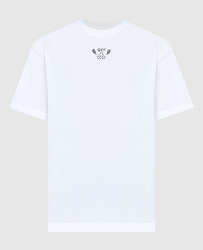 Off-White Белая футболка с вышивкой Bandana Arrow OMAA120S24JER003