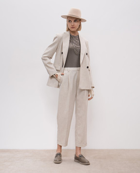 Brunello Cucinelli Топ кольору хакі з ланцюжком моніль MG922EF210