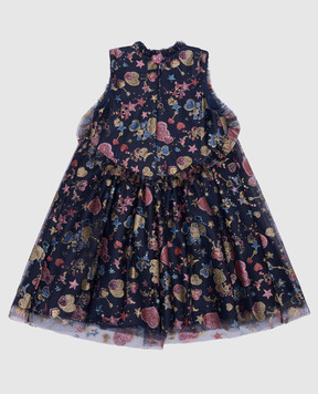 Christian Dior Детское синее платье в принт 8HBM11DRSE68