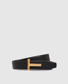 Tom Ford Черный кожаный ремень с монограммой логотипа WB207LCL156G