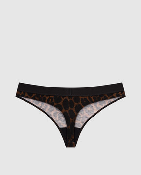 Tom Ford Черные трусики-тонг с анималистическим принтом. KNJ009JEP030