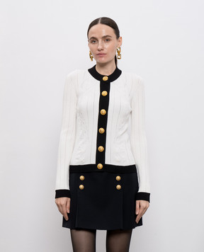 Balmain Білий кардиган з контрастним окантуванням FF1KL191KI64