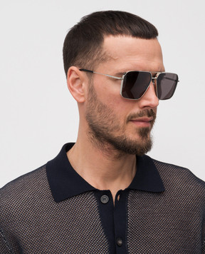 Alexander McQueen Серебристые солнцезащитные очки Navigator 832524I3330