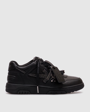 Off-White Черные кожаные кроссовки Out Of Office с кристаллами OWIA259S25LEA009