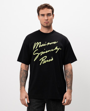 Givenchy Черная футболка с вышивкой Maison GIVENCHY Paris BM71MG3YPH