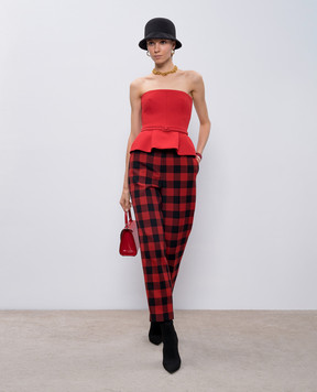 Christian Dior Червоні штани з вовни в клітинку 951P12A1184