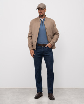 Canali Голубое поло из шерсти MK01149C0572