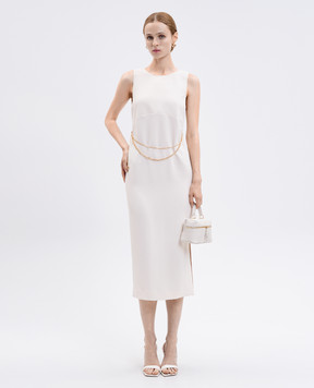 Twinset Бежевое платье миди с цепочкой 252TP2300