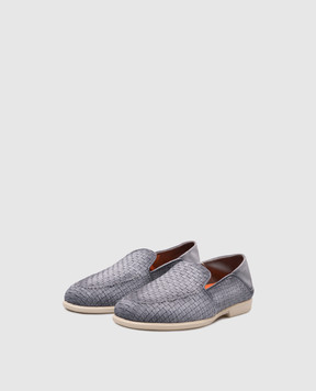 Santoni Голубые замшевые лоферы с плетением MGAR19036TICSAYC