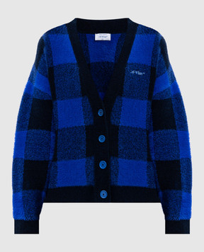 Off-White Синій кардиган з вовною в клітинку 2HB04JF25KNI001