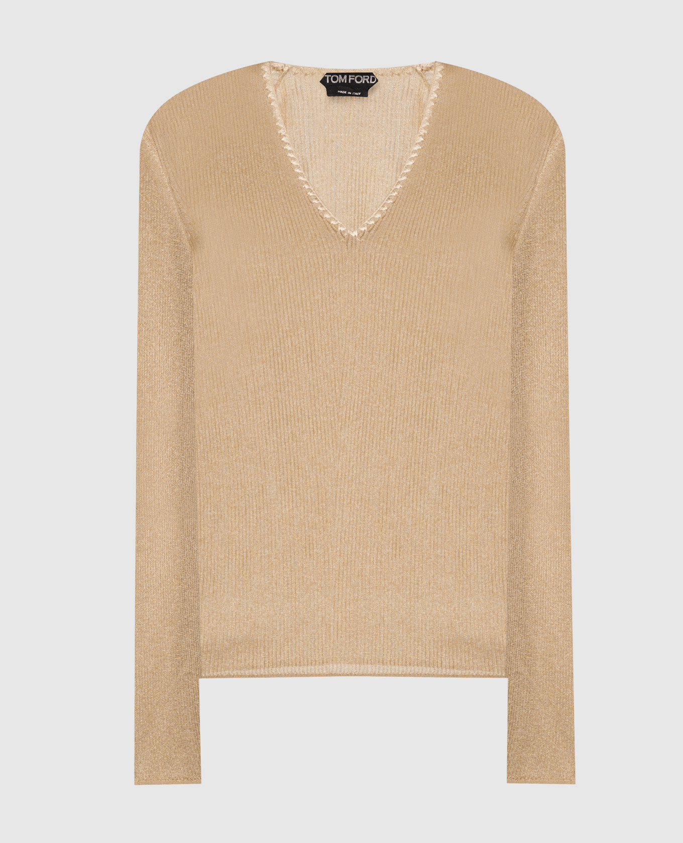 Beige ribbed pullover