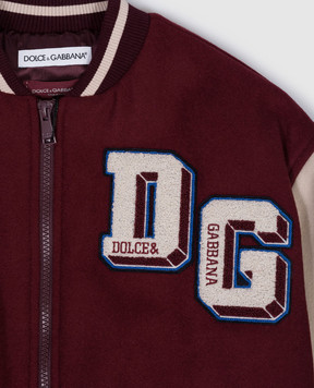 Dolce&Gabbana Дитячий бордовий бомбер з вовною з аплікаціями L42B54G7NOP