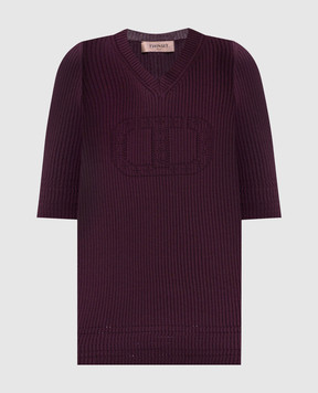 Twinset Фіолетовий топ в рубчик з логотипом 252TP3242
