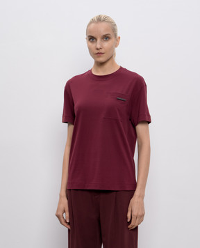 Brunello Cucinelli Бордова футболка з ланцюжком моніль MPT81EC710