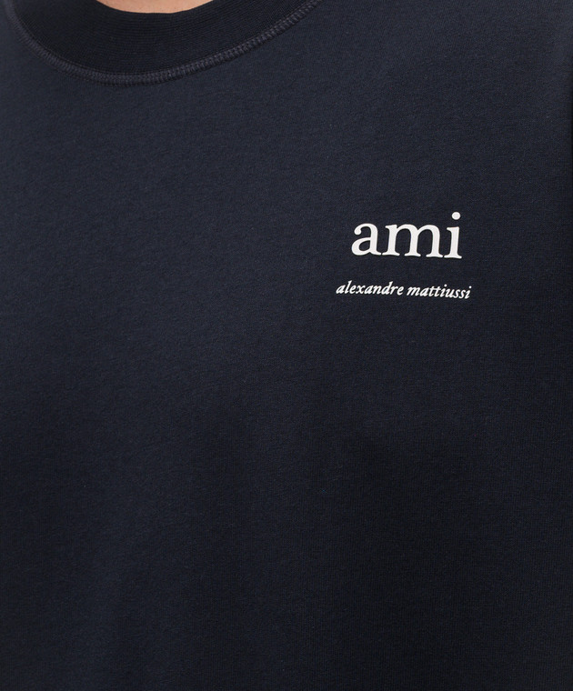 Ami Paris Синій лонгслів подвійної конструкції HTS248JE0119 зображення 5