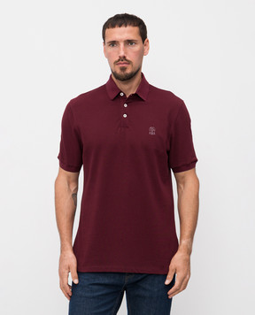 Brunello Cucinelli Бордове поло з принтом емблеми ME8548770