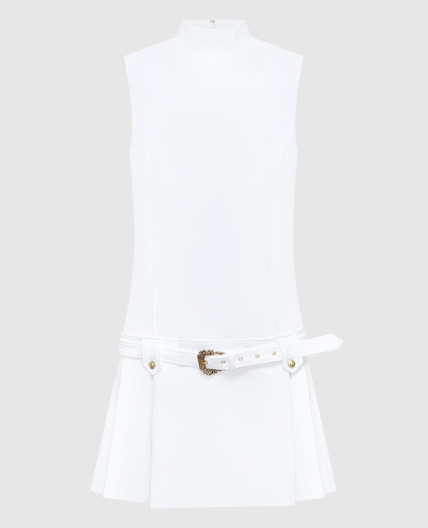 Біла сукня міні з защипами