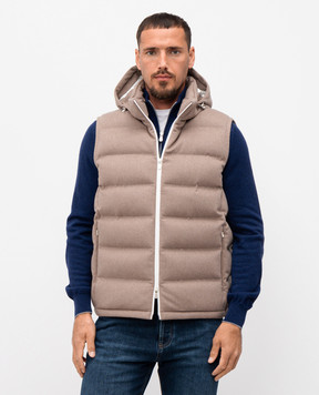 Brunello Cucinelli Бежевый пуховый жилет из шерсти MQ4631608