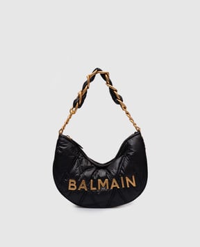 Balmain Черная сумка-хобо Soft Moon с дутым эффектом EN1BQ954TNDT