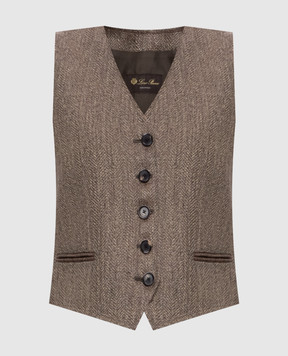 Loro Piana Жилет цвета хаки Teodore из льна. FAP3839