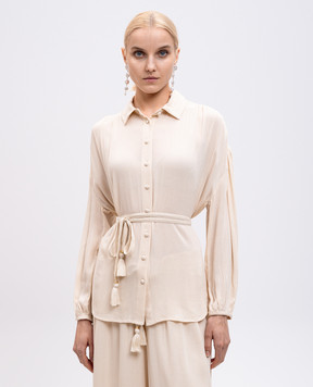 Twinset Бежевая блузка с логотипом 251LM2GEE