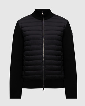 Moncler Черная комбинированная куртка с логотипом K10919B00020V9100