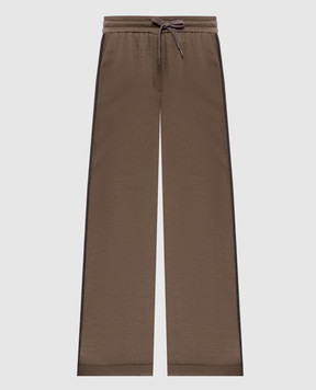 Brunello Cucinelli Коричневые спортивные брюки с шелком MD828SM689