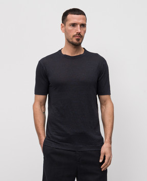 Canali Синяя футболка из льна MJ02244T0869
