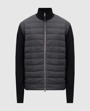 Moncler Черная комбинированная куртка J20919B00004M4281