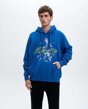 Off-White Синий худой Script Mary с вышивкой логотипа OMBB085F24FLE00C
