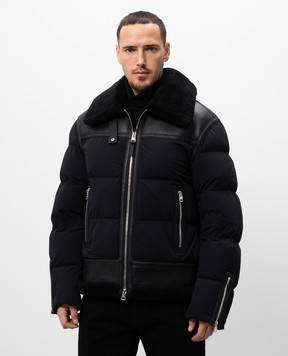 Mackage Черный пуховик ROBERT с кожаными вставками с мехом ROBERT